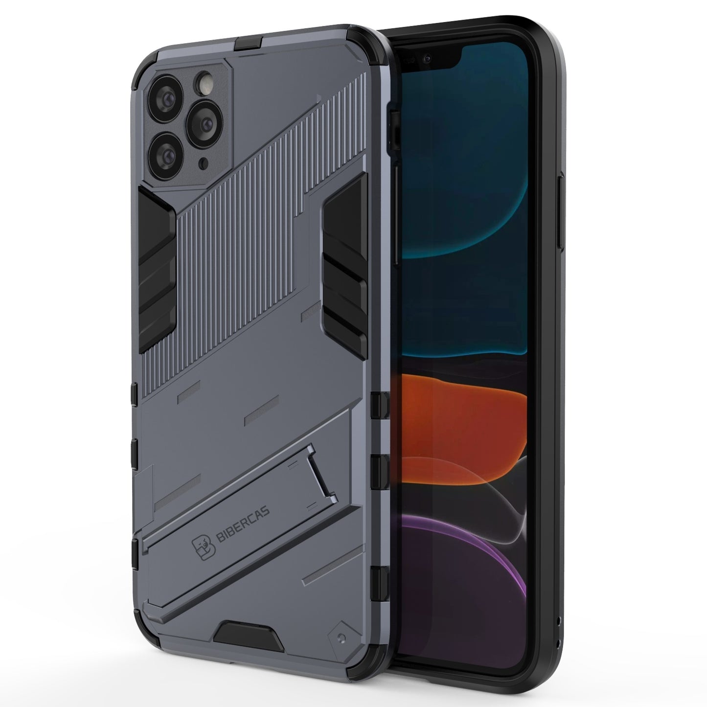 iPhone 11 Pro Max Shockproof Phone Case - Punk Armor 2-in-1 PC + TPU with Invisible Holder