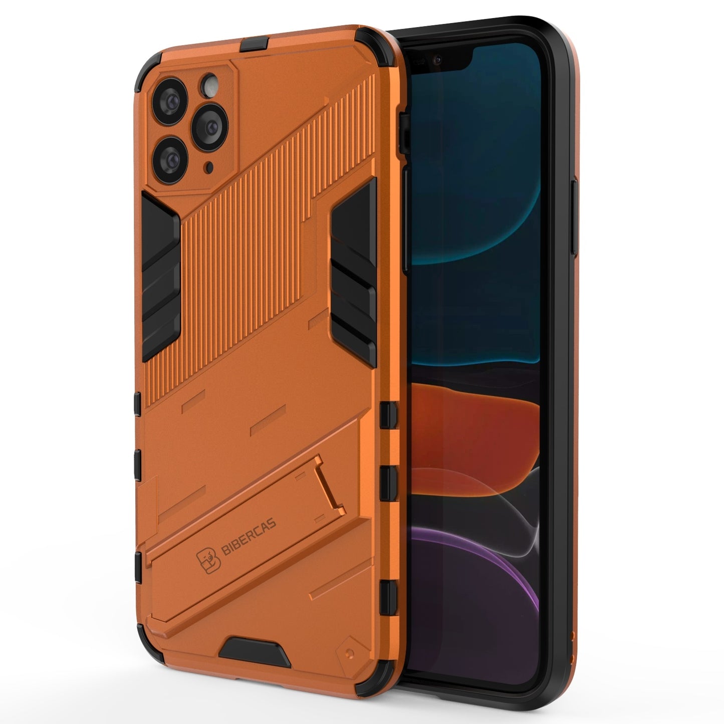 iPhone 11 Pro Max Shockproof Phone Case - Punk Armor 2-in-1 PC + TPU with Invisible Holder