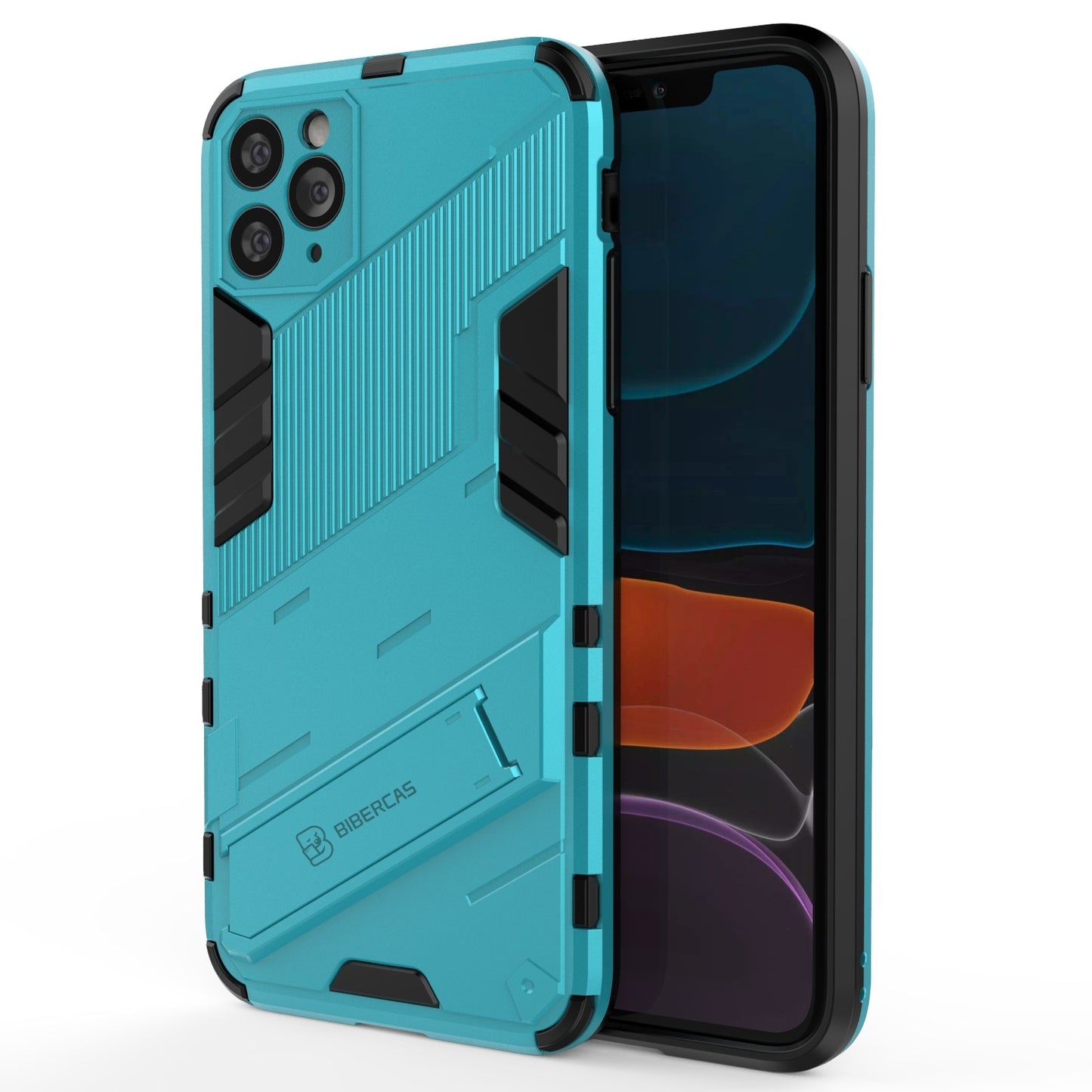 iPhone 11 Pro Max Shockproof Phone Case - Punk Armor 2-in-1 PC + TPU with Invisible Holder