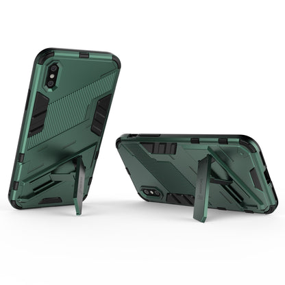 iPhone X/XS Shockproof Phone Case - Punk Armor 2-in-1 PC + TPU with Invisible Holder
