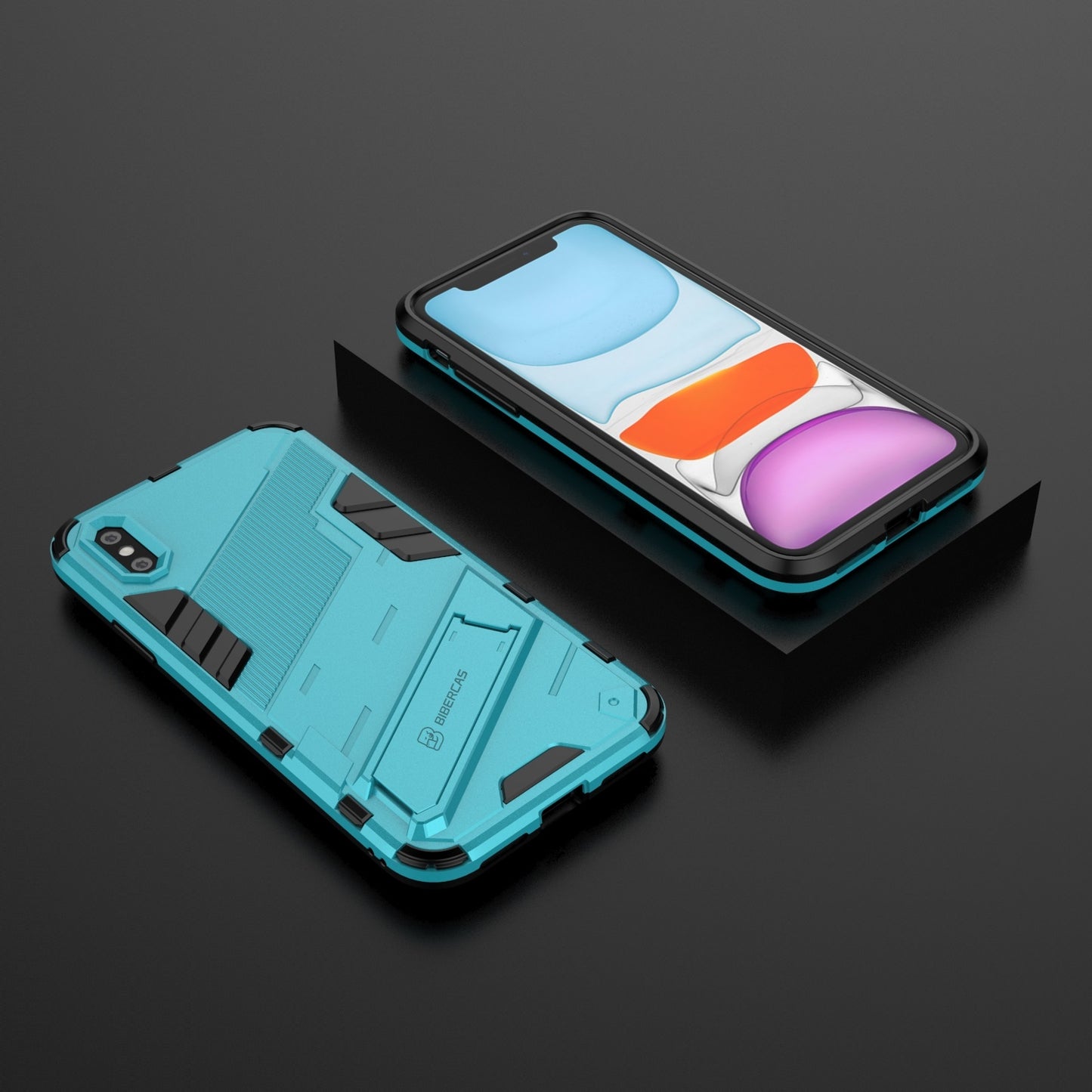 iPhone X/XS Shockproof Phone Case - Punk Armor 2-in-1 PC + TPU with Invisible Holder