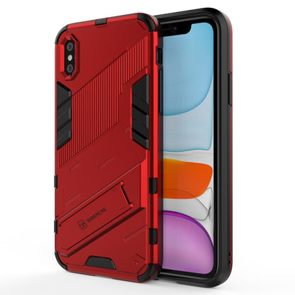 iPhone XR Shockproof Phone Case - Punk Armor 2-in-1 PC + TPU with Invisible Holder