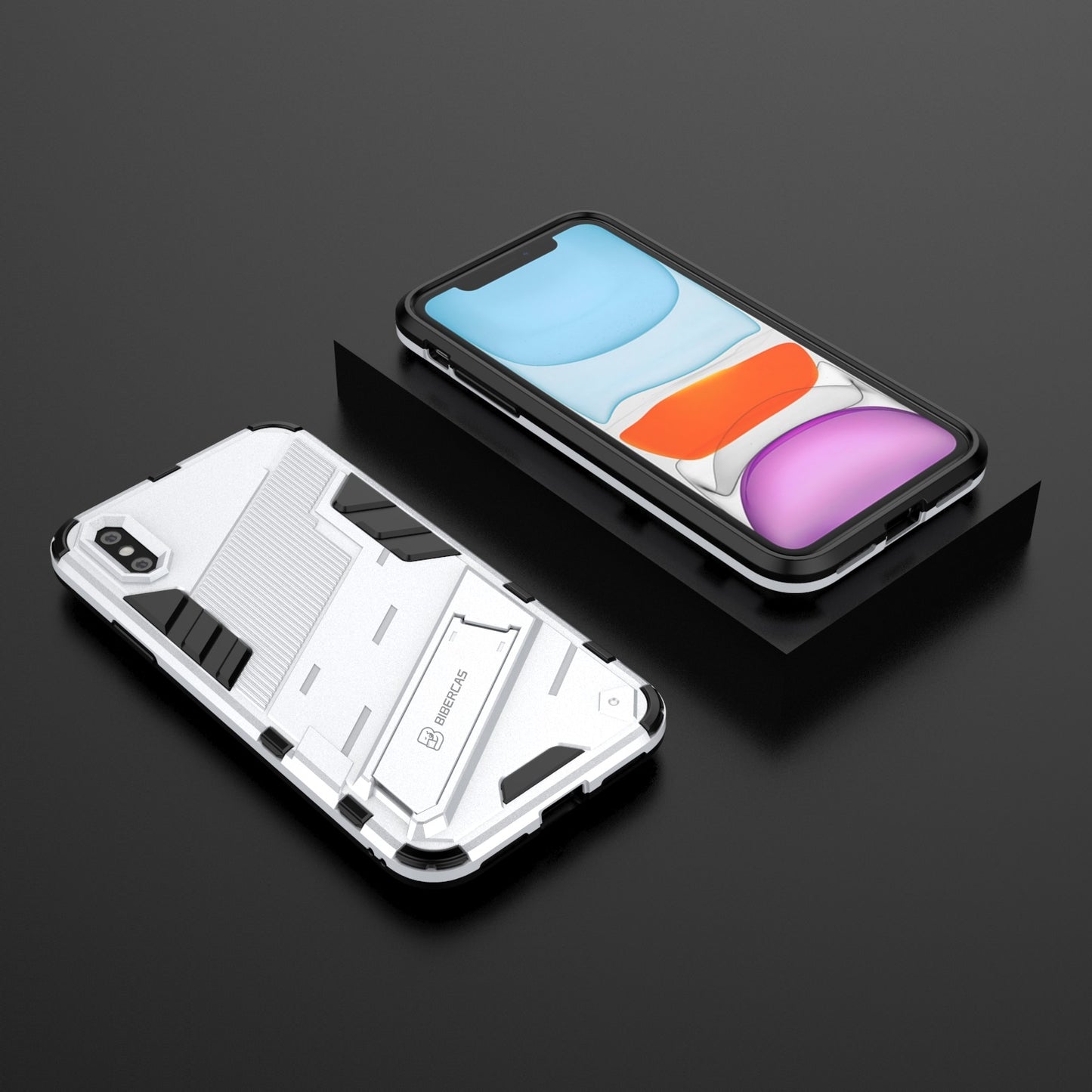 iPhone XR Shockproof Phone Case - Punk Armor 2-in-1 PC + TPU with Invisible Holder