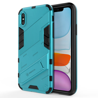 iPhone XR Shockproof Phone Case - Punk Armor 2-in-1 PC + TPU with Invisible Holder