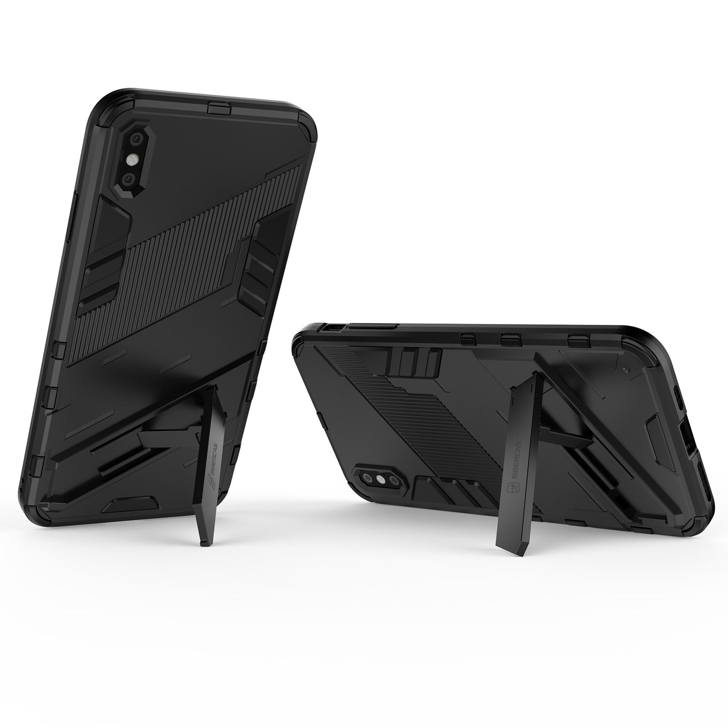 iPhone XS Max Shockproof Phone Case - Punk Armor 2-in-1 PC + TPU with Invisible Holder
