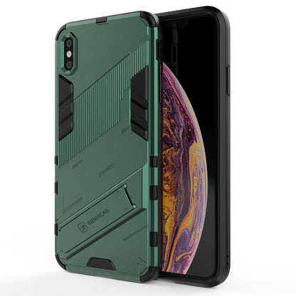 iPhone XS Max Shockproof Phone Case - Punk Armor 2-in-1 PC + TPU with Invisible Holder