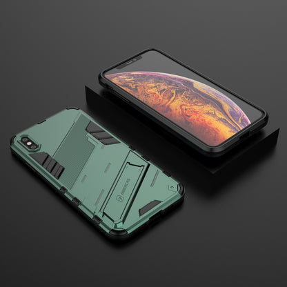 iPhone XS Max Shockproof Phone Case - Punk Armor 2-in-1 PC + TPU with Invisible Holder