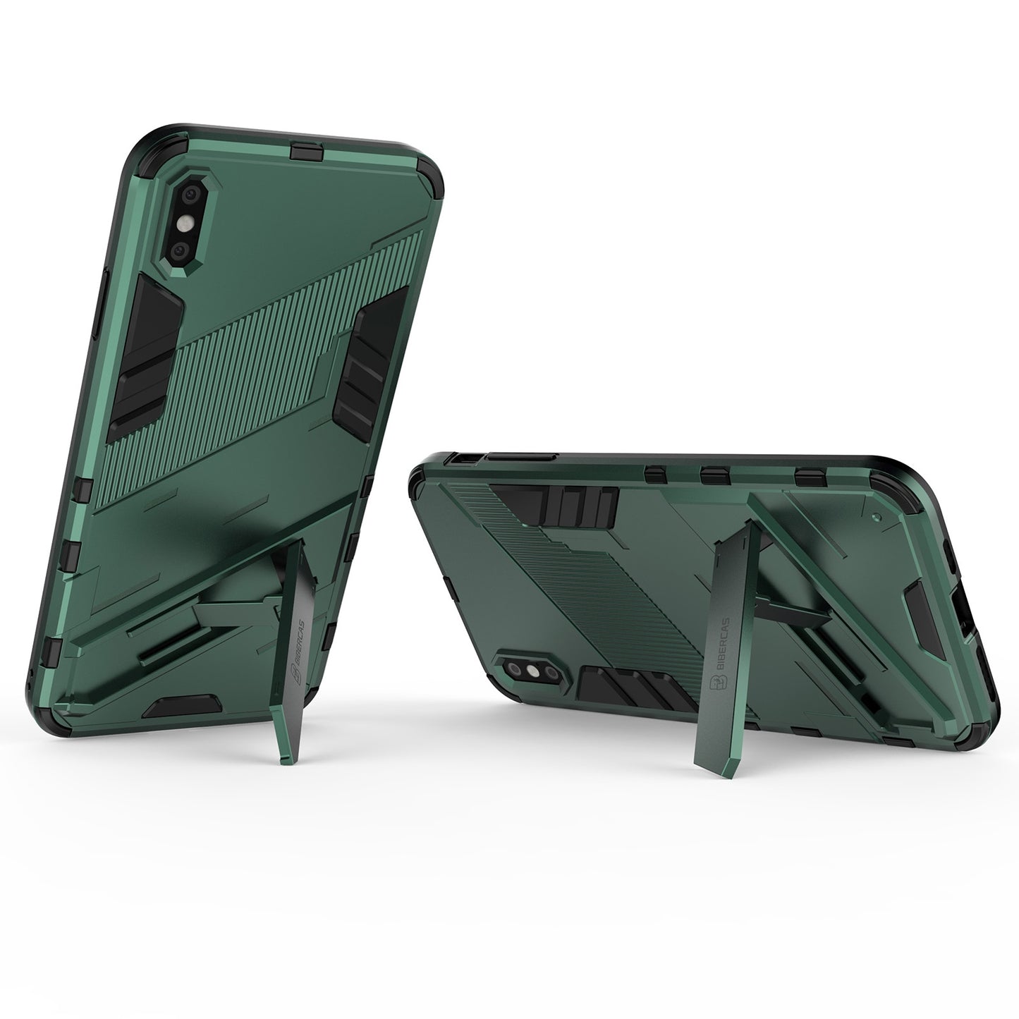 iPhone XS Max Shockproof Phone Case - Punk Armor 2-in-1 PC + TPU with Invisible Holder