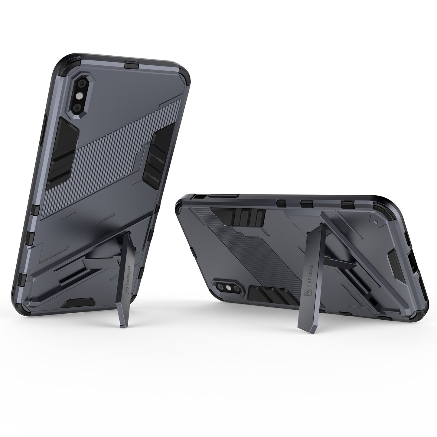 iPhone XS Max Shockproof Phone Case - Punk Armor 2-in-1 PC + TPU with Invisible Holder