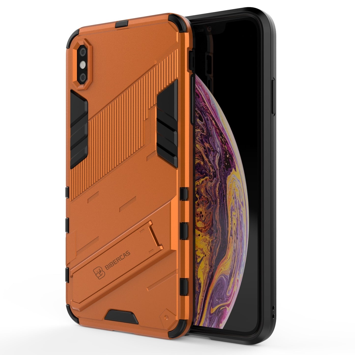 iPhone XS Max Shockproof Phone Case - Punk Armor 2-in-1 PC + TPU with Invisible Holder