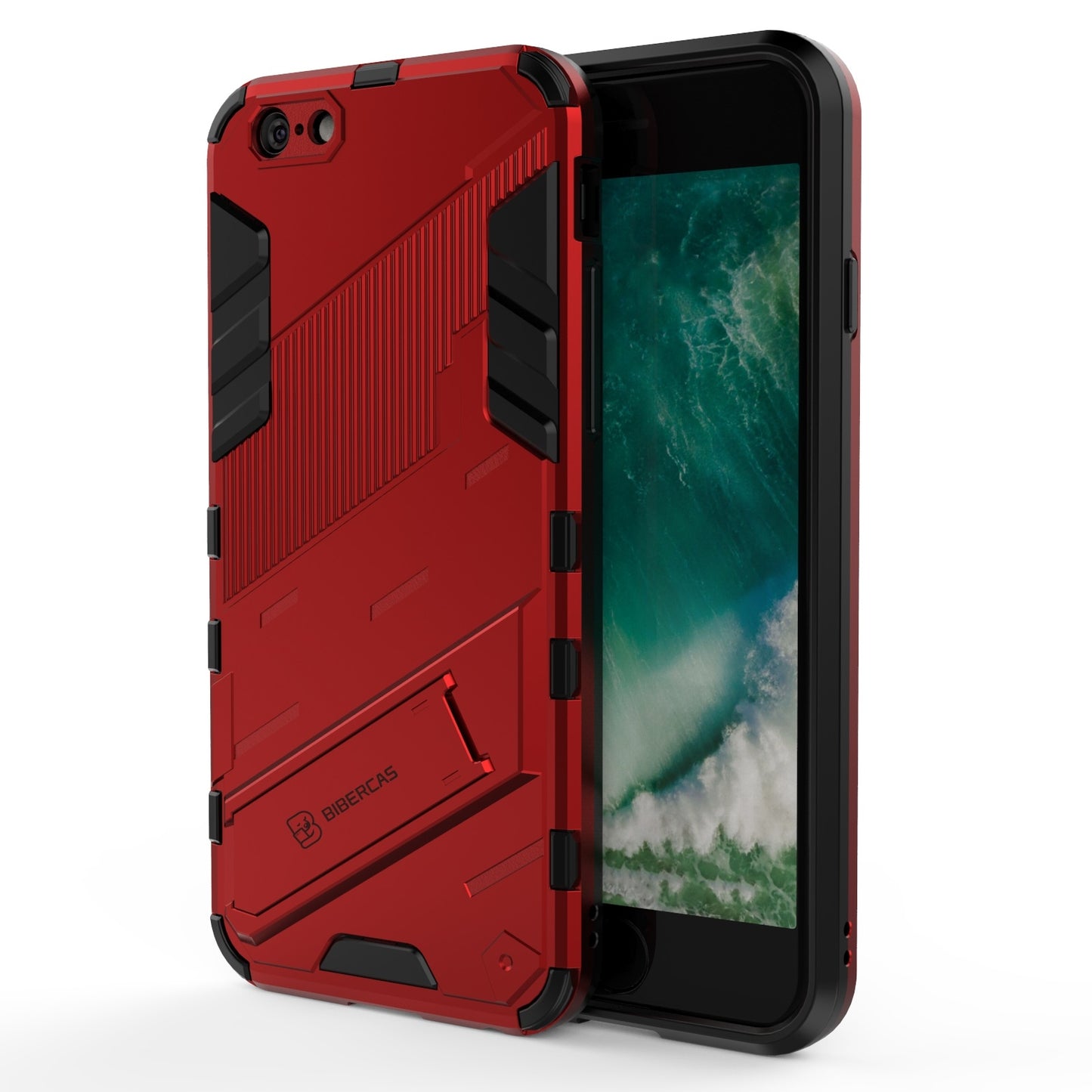 iPhone 6 Shockproof Phone Case - Punk Armor 2-in-1 PC + TPU with Invisible Holder