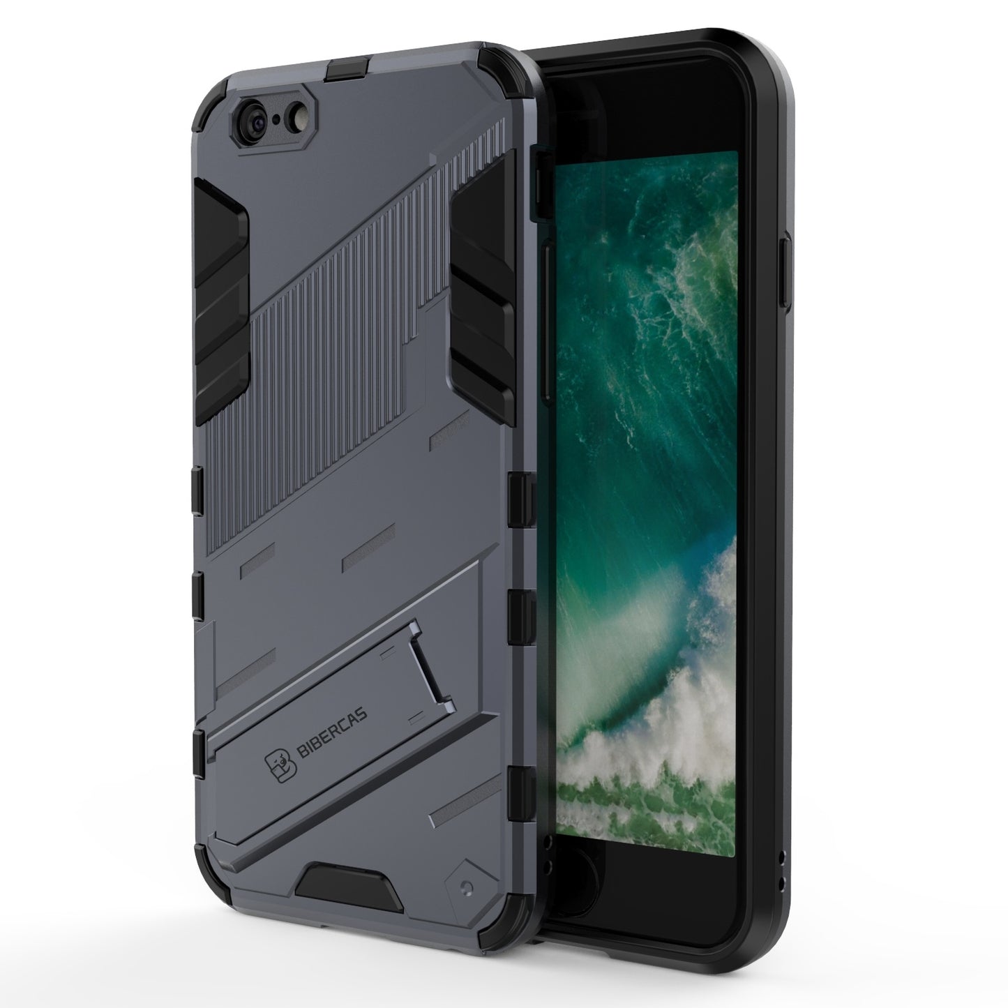 iPhone 6 Shockproof Phone Case - Punk Armor 2-in-1 PC + TPU with Invisible Holder