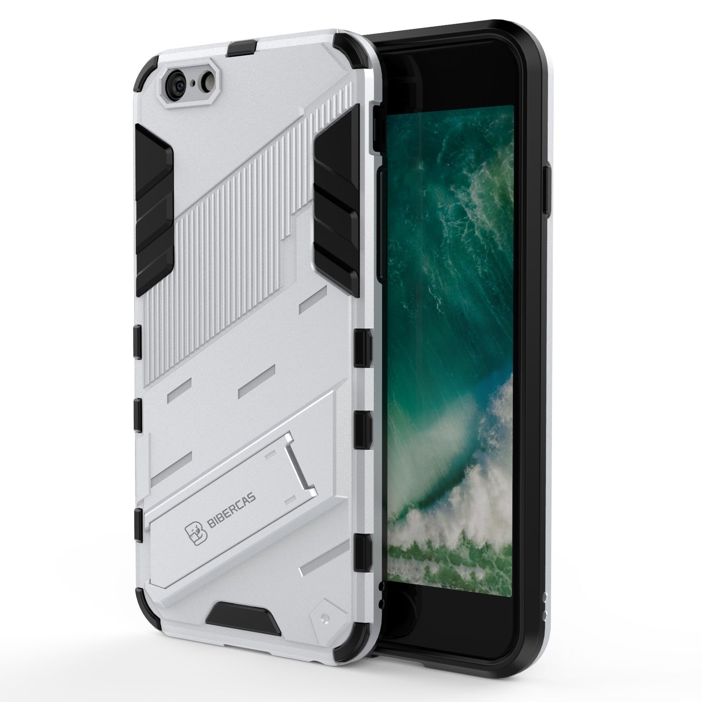 iPhone 6 Shockproof Phone Case - Punk Armor 2-in-1 PC + TPU with Invisible Holder