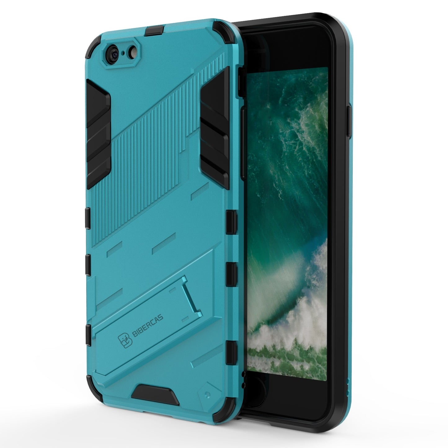 iPhone 6 Shockproof Phone Case - Punk Armor 2-in-1 PC + TPU with Invisible Holder