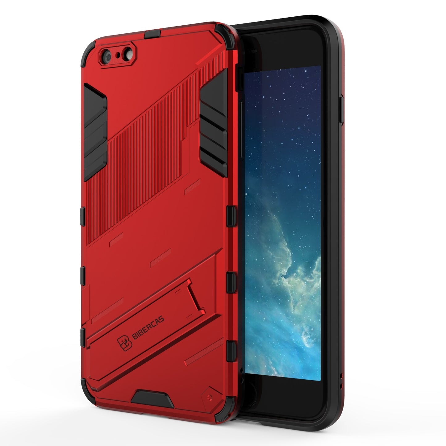 iPhone 6 Plus Shockproof Phone Case - Punk Armor 2-in-1 PC + TPU with Invisible Holder