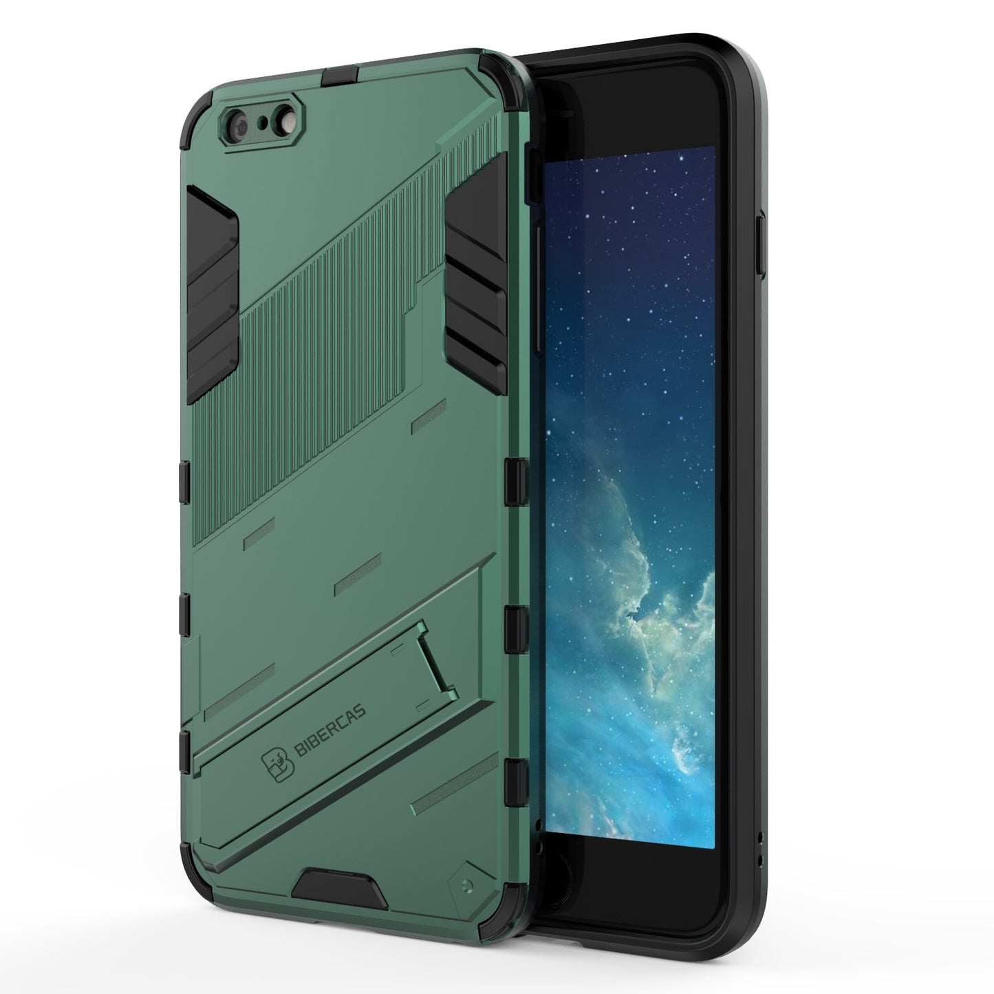 iPhone 6 Plus Shockproof Phone Case - Punk Armor 2-in-1 PC + TPU with Invisible Holder