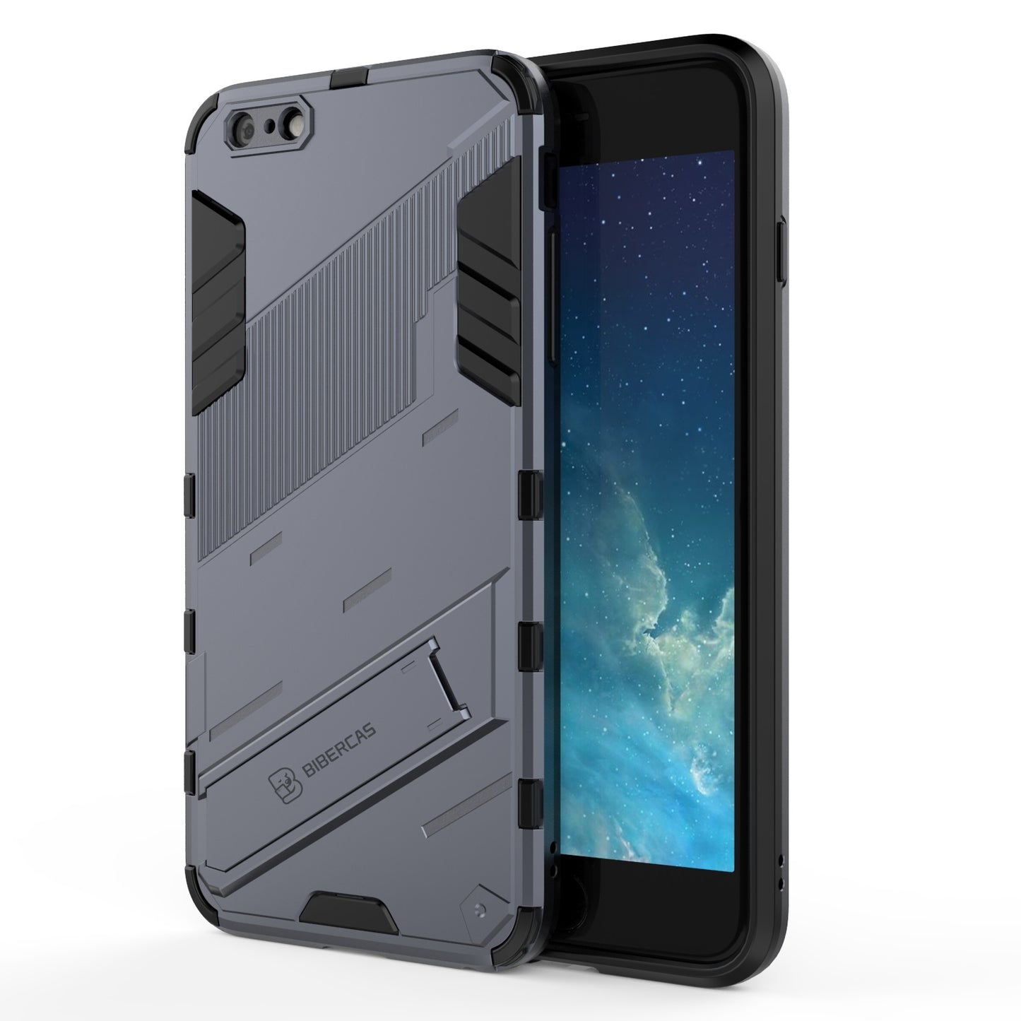 iPhone 6 Plus Shockproof Phone Case - Punk Armor 2-in-1 PC + TPU with Invisible Holder