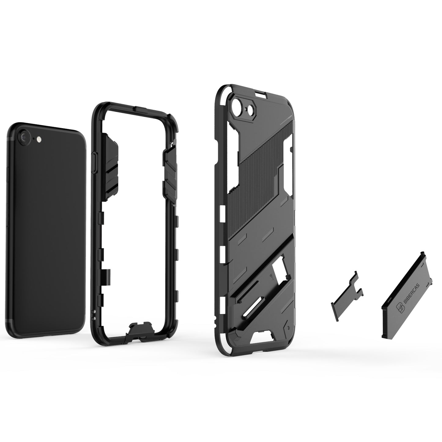 iPhone 7 Shockproof Phone Case - Punk Armor 2-in-1 PC + TPU with Invisible Holder