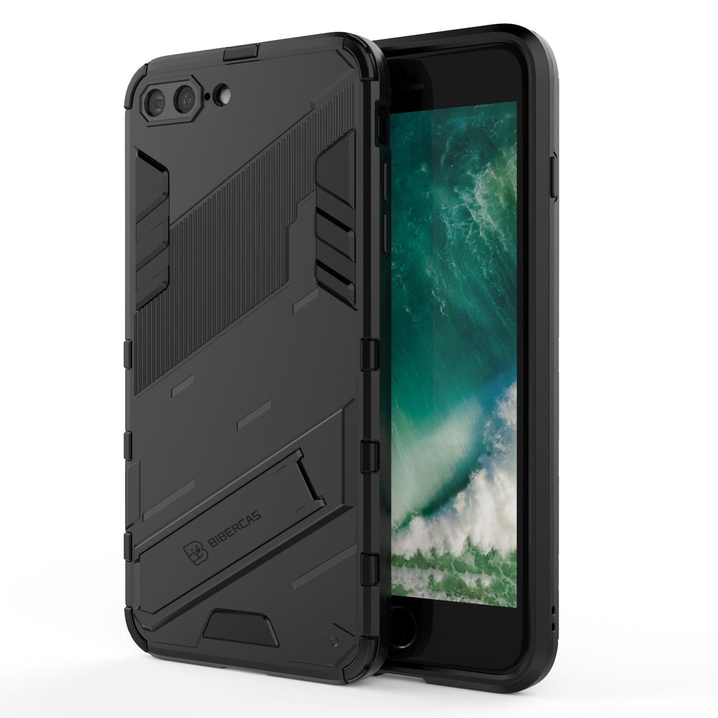 iPhone 7 Plus Shockproof Phone Case - Punk Armor 2-in-1 PC + TPU with Invisible Holder