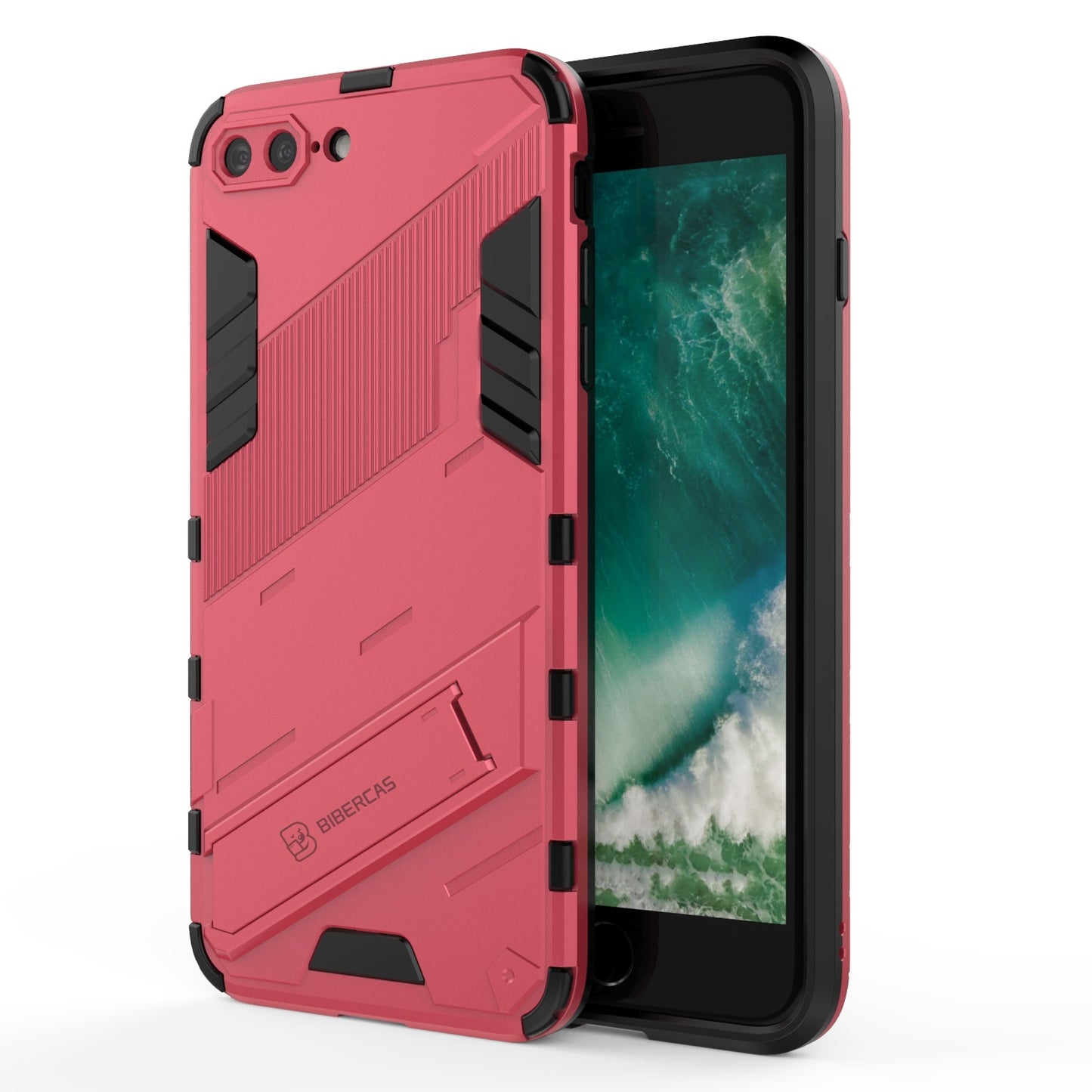 iPhone 7 Plus Shockproof Phone Case - Punk Armor 2-in-1 PC + TPU with Invisible Holder