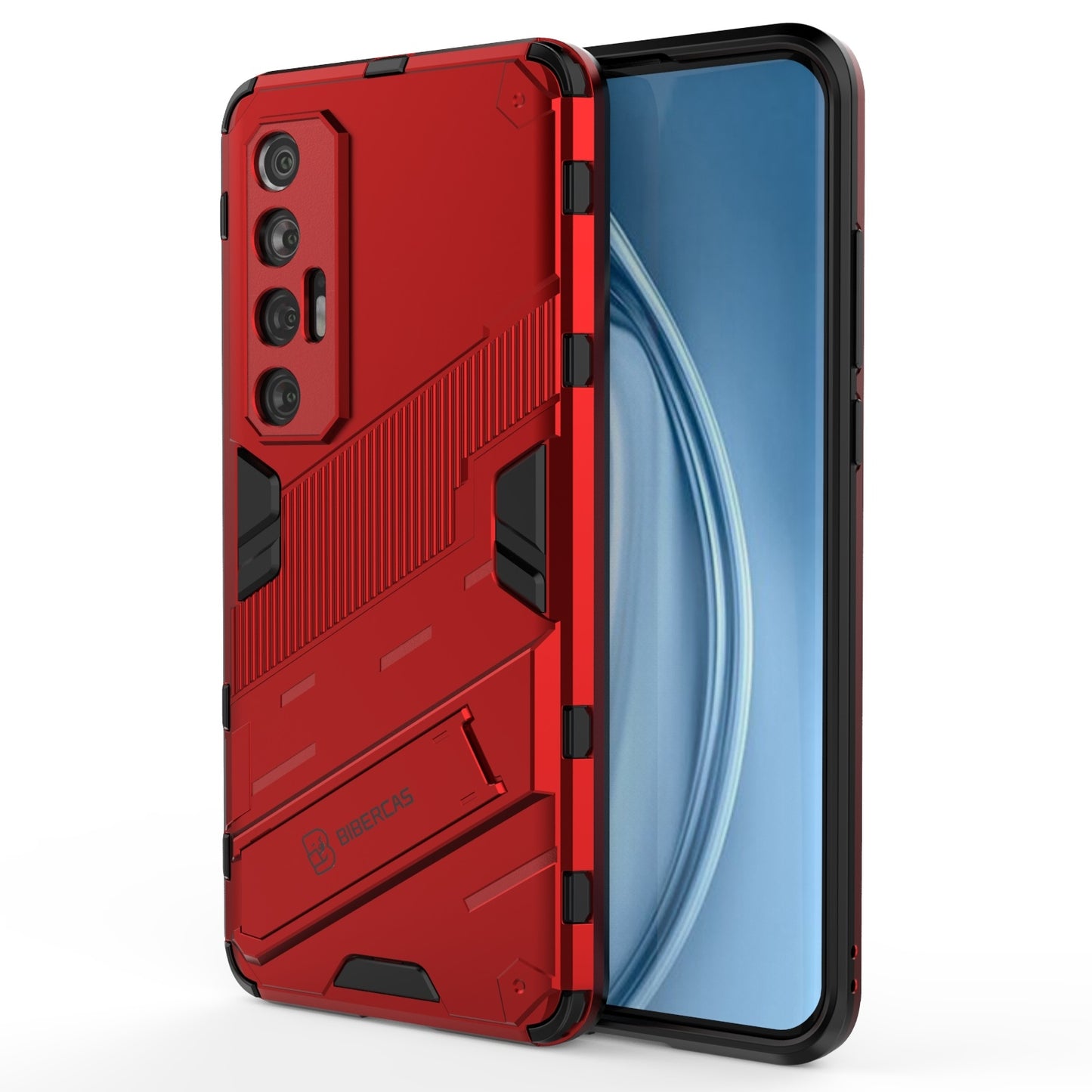 Xiaomi Mi 10S Shockproof Phone Case - Punk Armor 2-in-1 PC + TPU with Invisible Holder