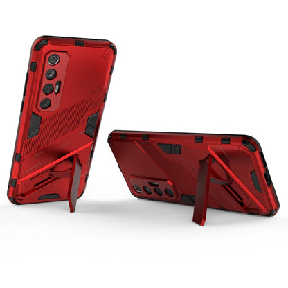 Xiaomi Mi 10S Shockproof Phone Case - Punk Armor 2-in-1 PC + TPU with Invisible Holder