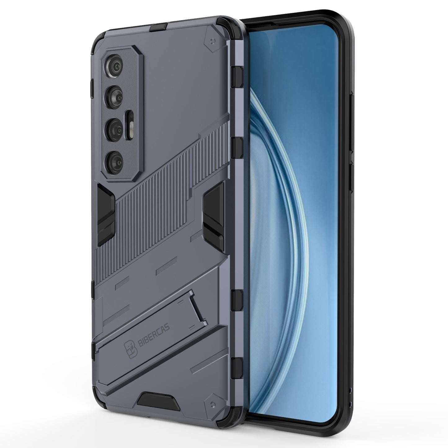 Xiaomi Mi 10S Shockproof Phone Case - Punk Armor 2-in-1 PC + TPU with Invisible Holder