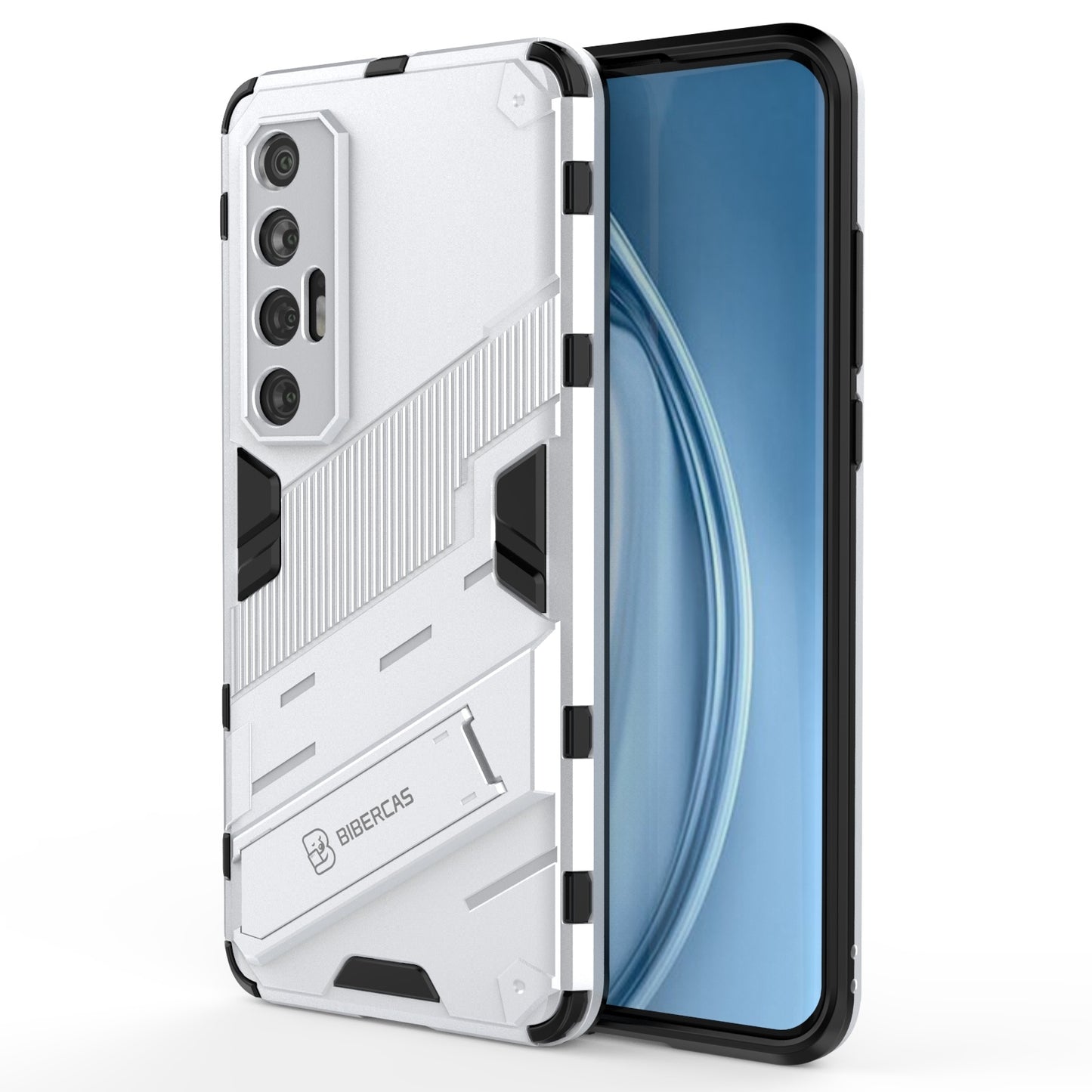 Xiaomi Mi 10S Shockproof Phone Case - Punk Armor 2-in-1 PC + TPU with Invisible Holder