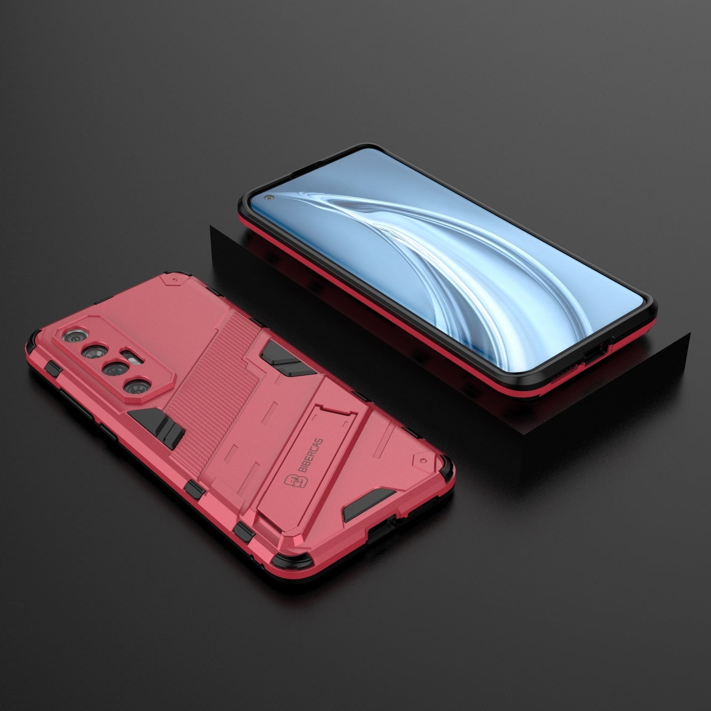 Xiaomi Mi 10S Shockproof Phone Case - Punk Armor 2-in-1 PC + TPU with Invisible Holder