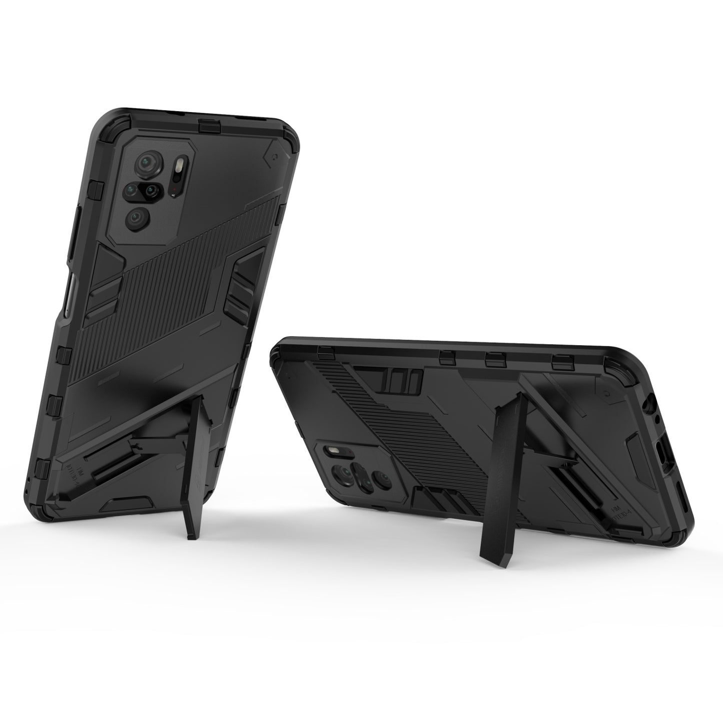 Xiaomi Redmi Note 10 Shockproof Phone Case - Punk Armor 2-in-1 PC + TPU with Invisible Holder