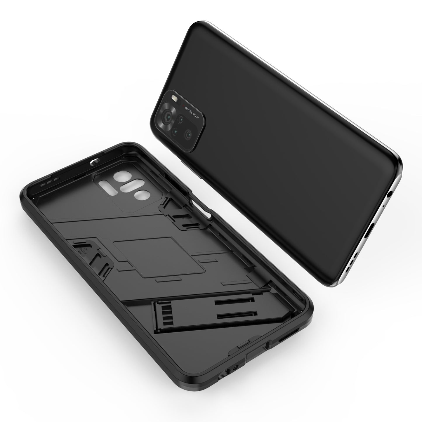 Xiaomi Redmi Note 10 Shockproof Phone Case - Punk Armor 2-in-1 PC + TPU with Invisible Holder