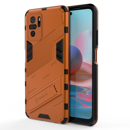 Xiaomi Redmi Note 10 Shockproof Phone Case - Punk Armor 2-in-1 PC + TPU with Invisible Holder