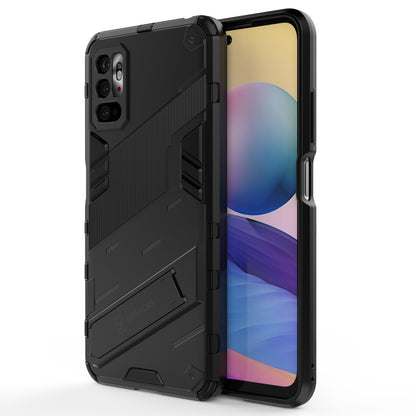 Xiaomi Redmi Note 10 5G Shockproof Phone Case - Punk Armor 2-in-1 PC + TPU with Invisible Holder