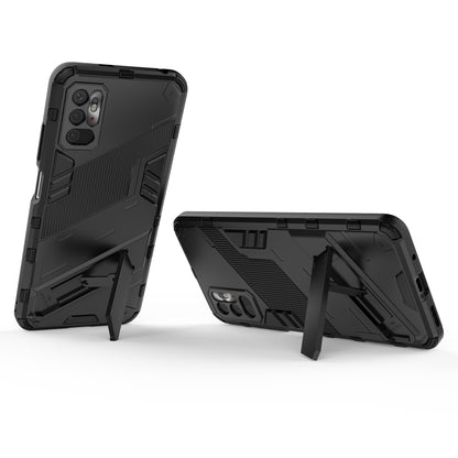 Xiaomi Redmi Note 10 5G Shockproof Phone Case - Punk Armor 2-in-1 PC + TPU with Invisible Holder