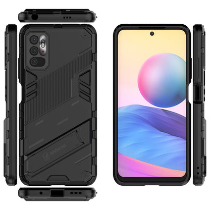 Xiaomi Redmi Note 10 5G Shockproof Phone Case - Punk Armor 2-in-1 PC + TPU with Invisible Holder