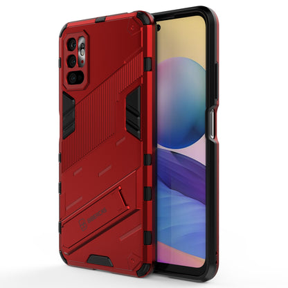 Xiaomi Redmi Note 10 5G Shockproof Phone Case - Punk Armor 2-in-1 PC + TPU with Invisible Holder