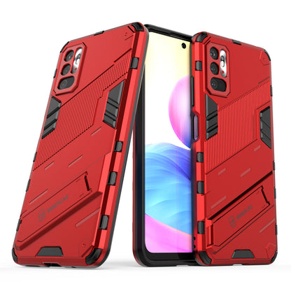 Xiaomi Redmi Note 10 5G Shockproof Phone Case - Punk Armor 2-in-1 PC + TPU with Invisible Holder