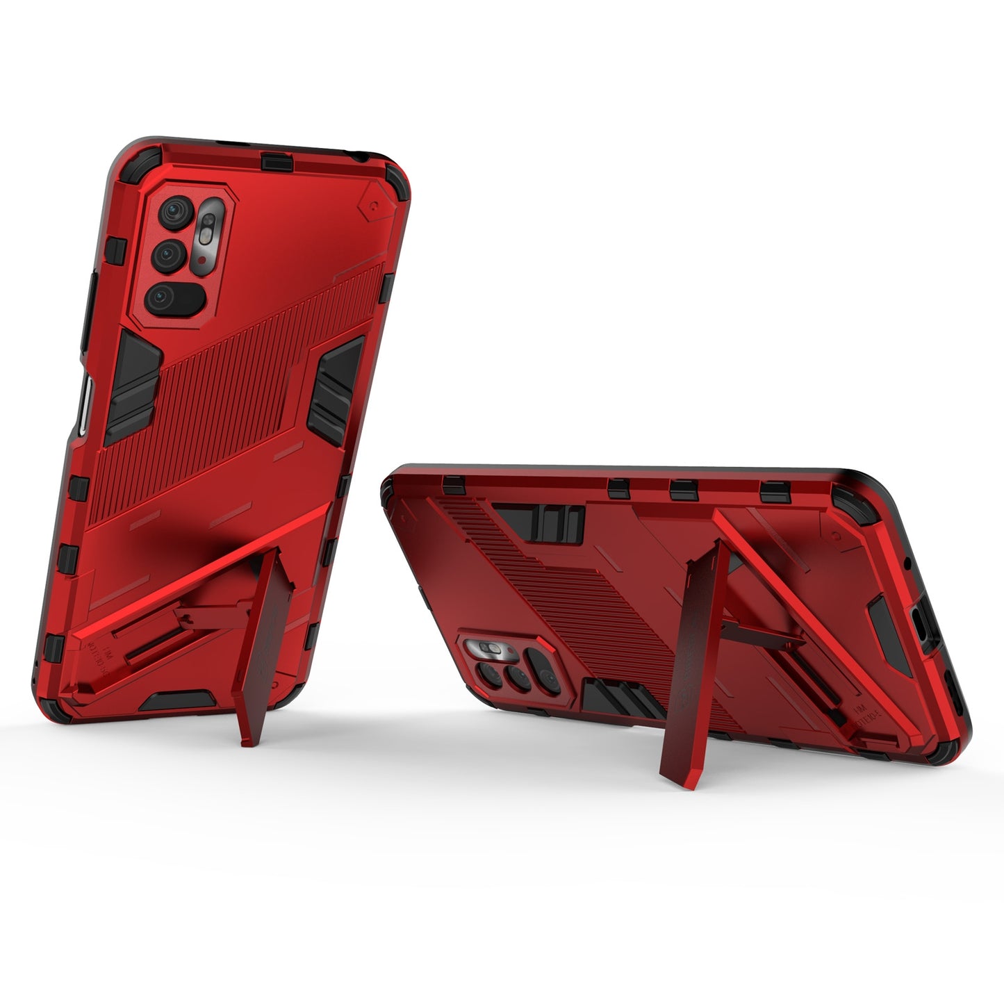 Xiaomi Redmi Note 10 5G Shockproof Phone Case - Punk Armor 2-in-1 PC + TPU with Invisible Holder