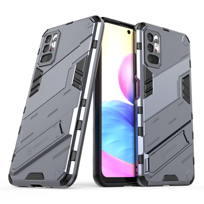 Xiaomi Redmi Note 10 5G Shockproof Phone Case - Punk Armor 2-in-1 PC + TPU with Invisible Holder