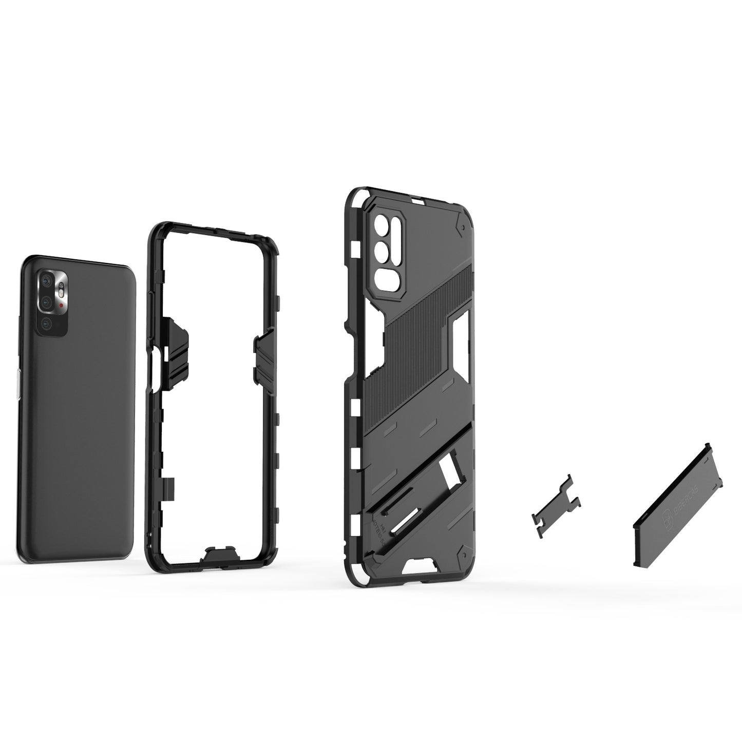 Xiaomi Redmi Note 10 5G Shockproof Phone Case - Punk Armor 2-in-1 PC + TPU with Invisible Holder