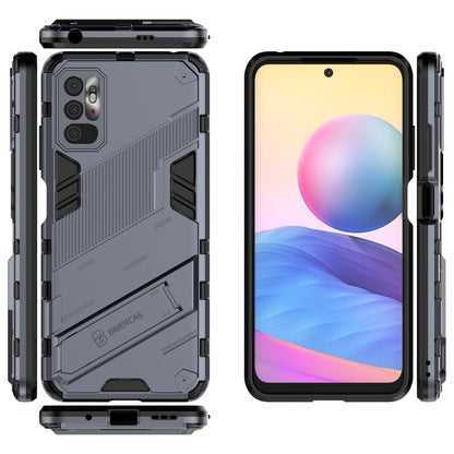 Xiaomi Redmi Note 10 5G Shockproof Phone Case - Punk Armor 2-in-1 PC + TPU with Invisible Holder