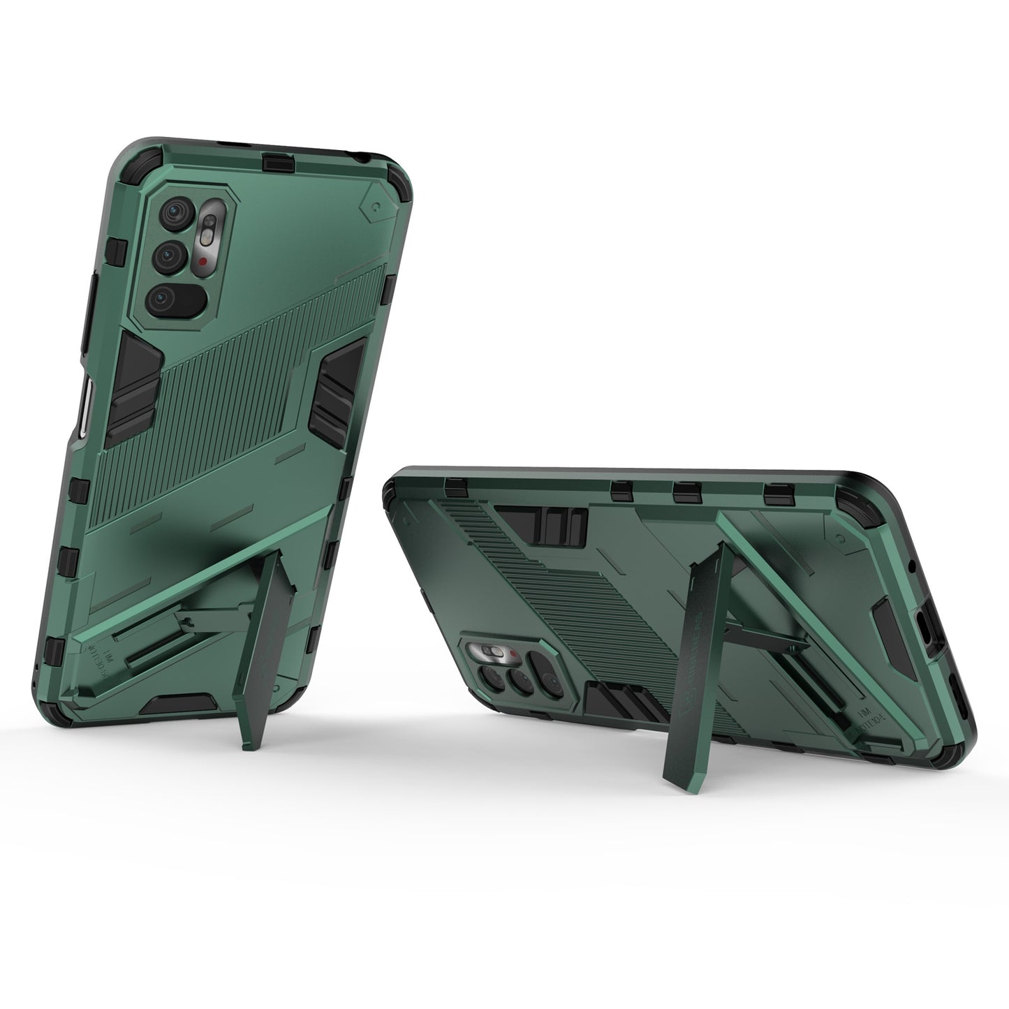 Xiaomi Redmi Note 10 5G Shockproof Phone Case - Punk Armor 2-in-1 PC + TPU with Invisible Holder