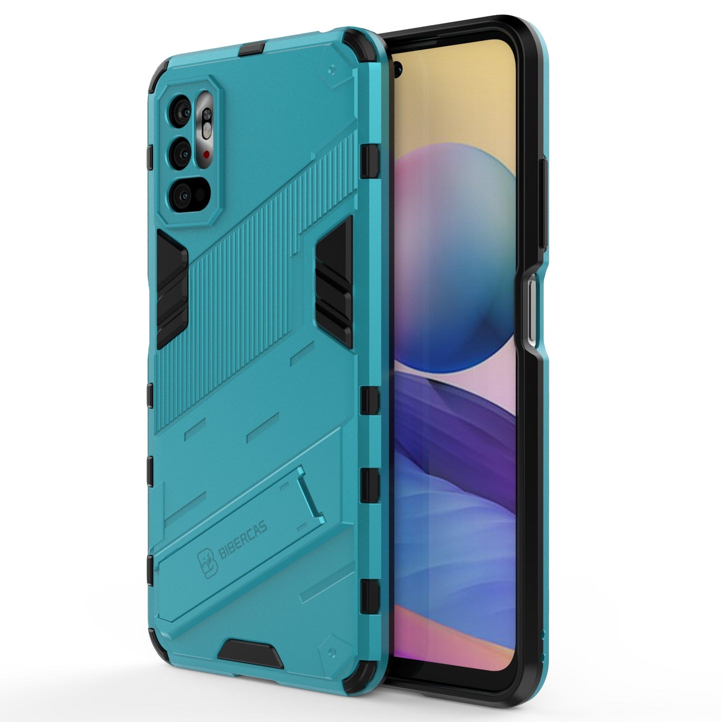 Xiaomi Redmi Note 10 5G Shockproof Phone Case - Punk Armor 2-in-1 PC + TPU with Invisible Holder