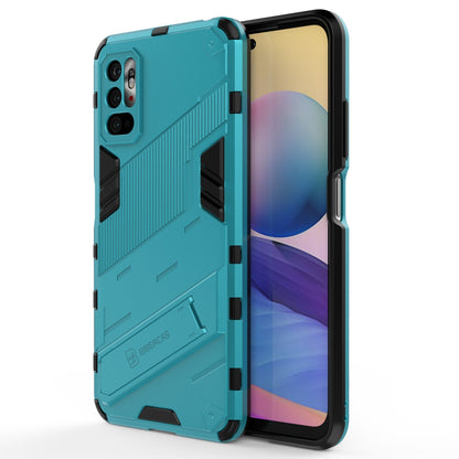 Xiaomi Redmi Note 10 5G Shockproof Phone Case - Punk Armor 2-in-1 PC + TPU with Invisible Holder