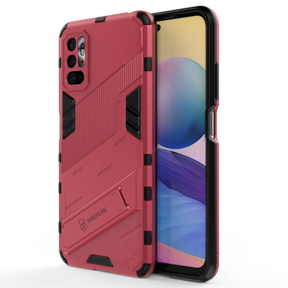 Xiaomi Redmi Note 10 5G Shockproof Phone Case - Punk Armor 2-in-1 PC + TPU with Invisible Holder