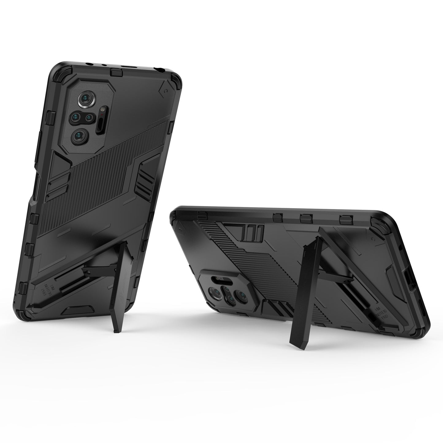 Xiaomi Redmi Note 10 Pro Shockproof Phone Case - Punk Armor 2-in-1 PC + TPU with Invisible Holder