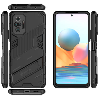 Xiaomi Redmi Note 10 Pro Shockproof Phone Case - Punk Armor 2-in-1 PC + TPU with Invisible Holder