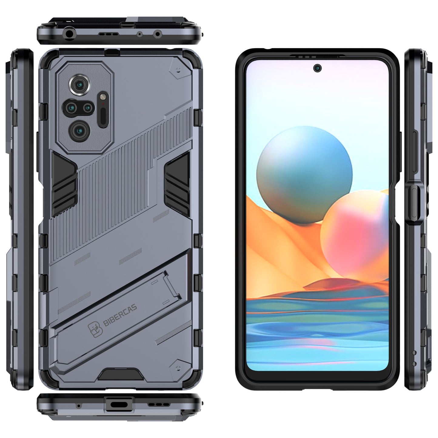 Xiaomi Redmi Note 10 Pro Shockproof Phone Case - Punk Armor 2-in-1 PC + TPU with Invisible Holder