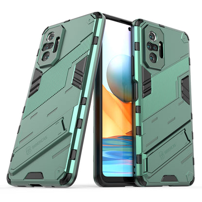 Xiaomi Redmi Note 10 Pro Shockproof Phone Case - Punk Armor 2-in-1 PC + TPU with Invisible Holder