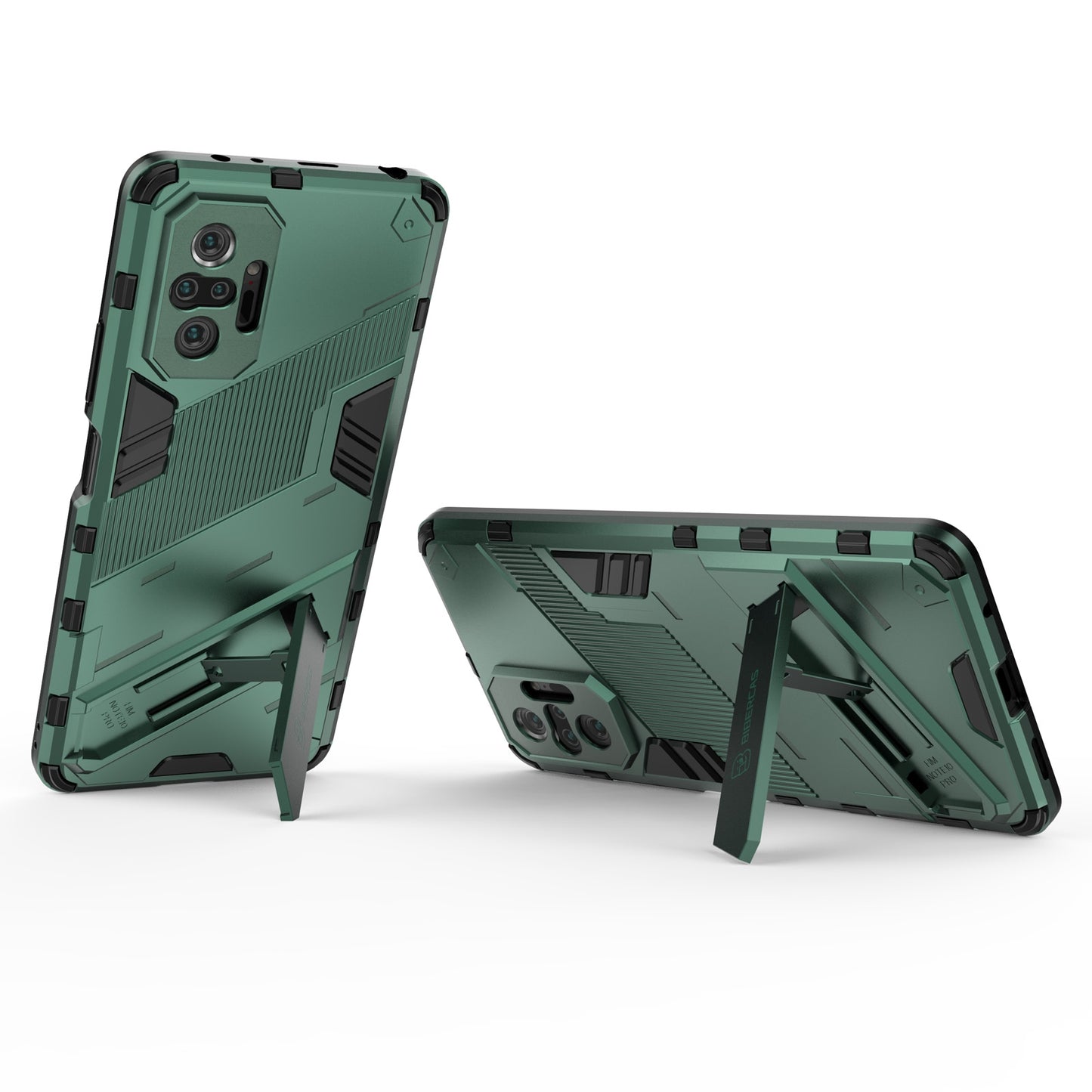 Xiaomi Redmi Note 10 Pro Shockproof Phone Case - Punk Armor 2-in-1 PC + TPU with Invisible Holder